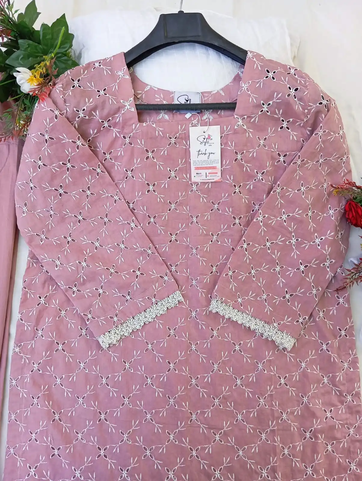 elegant pink chikankari 3 piece suit with chiffon dupatta – ready to wear women's dress elegant pink chikankari 3 piece suit with chiffon dupatta – ready to wear women's dress