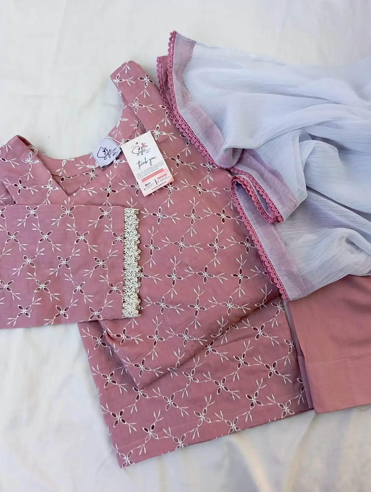elegant pink chikankari 3 piece suit with chiffon dupatta – ready to wear women's dress elegant pink chikankari 3 piece suit with chiffon dupatta – ready to wear women's dress