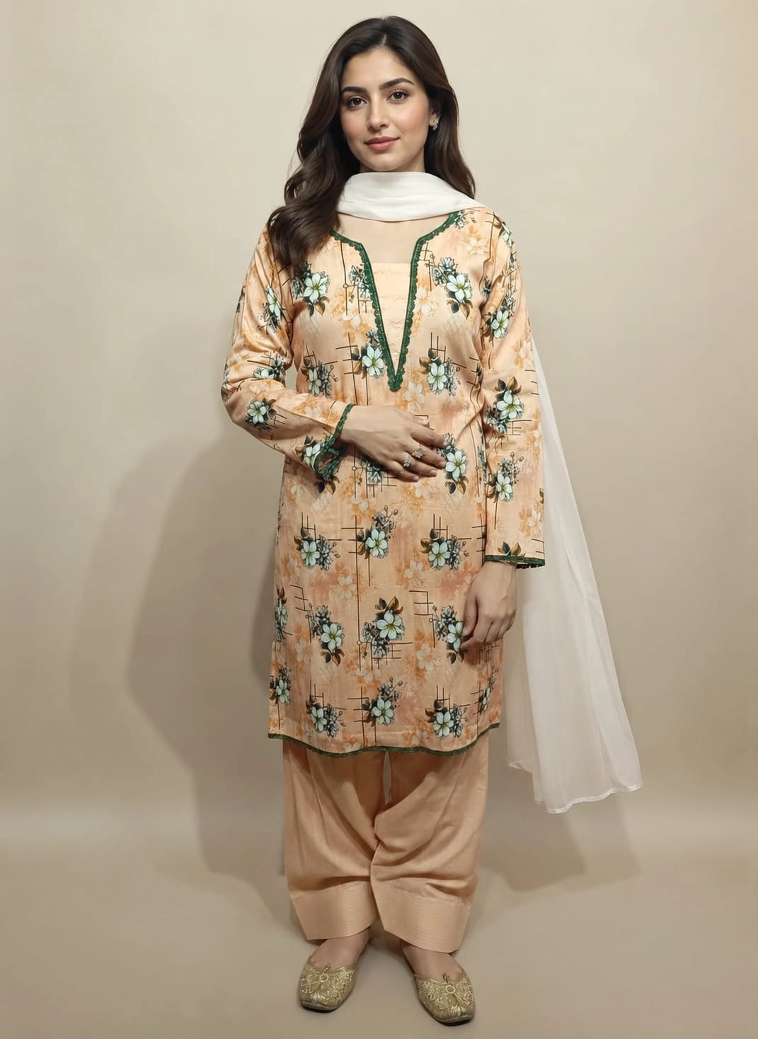 Floral Print Farshi Shalwar Suit