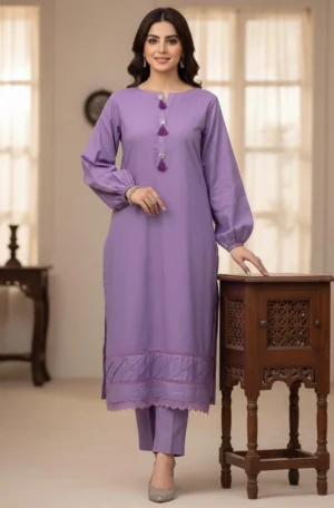 Lavender Lace Detail 3 Piece Suit