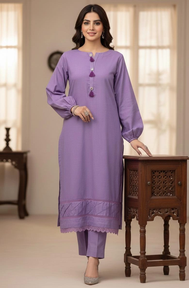 Lavender Lace Detail 3 Piece Suit