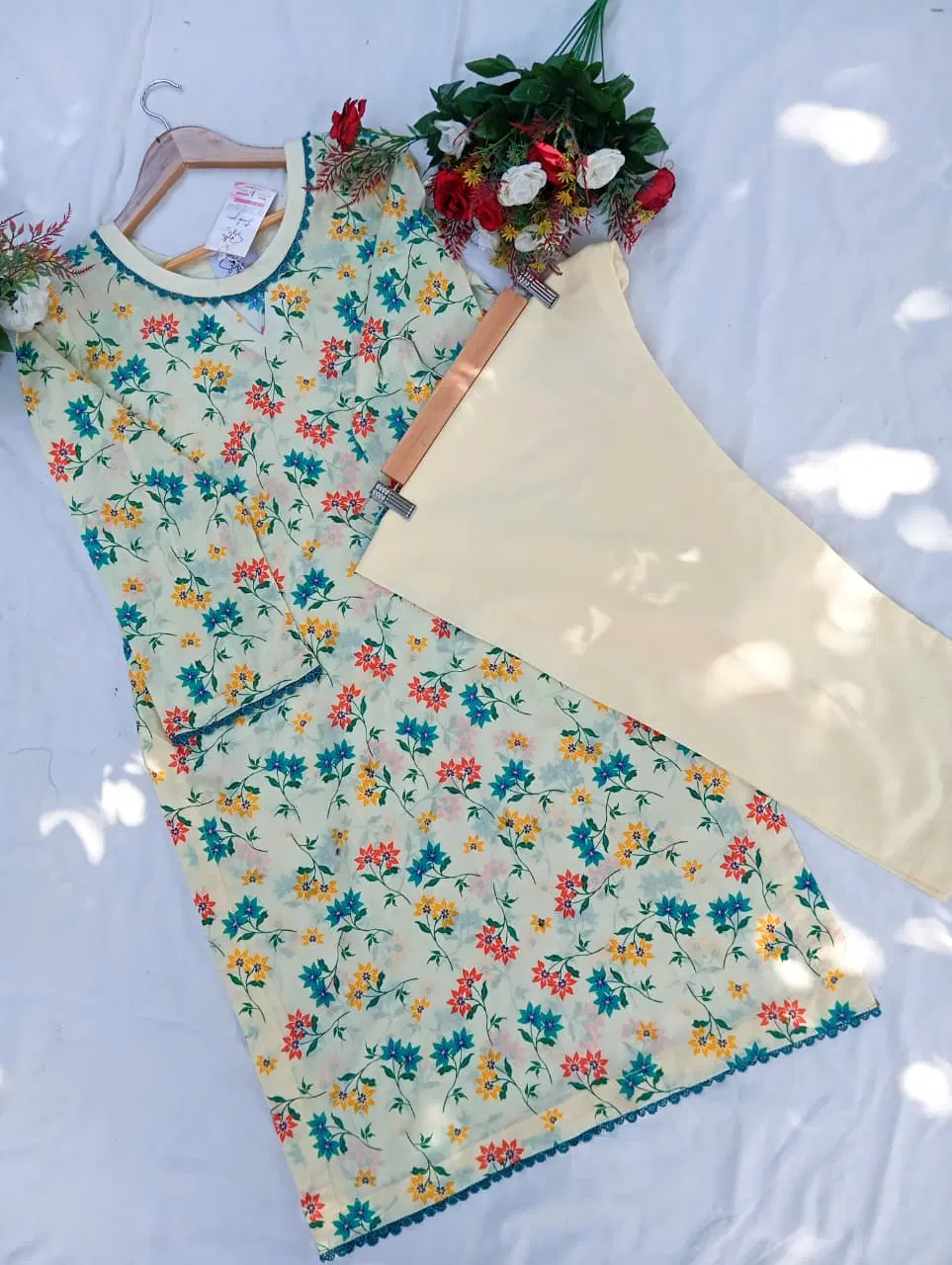 Multicolor Floral Print Lawn 2PC Ready to Wear Suit - Image 6