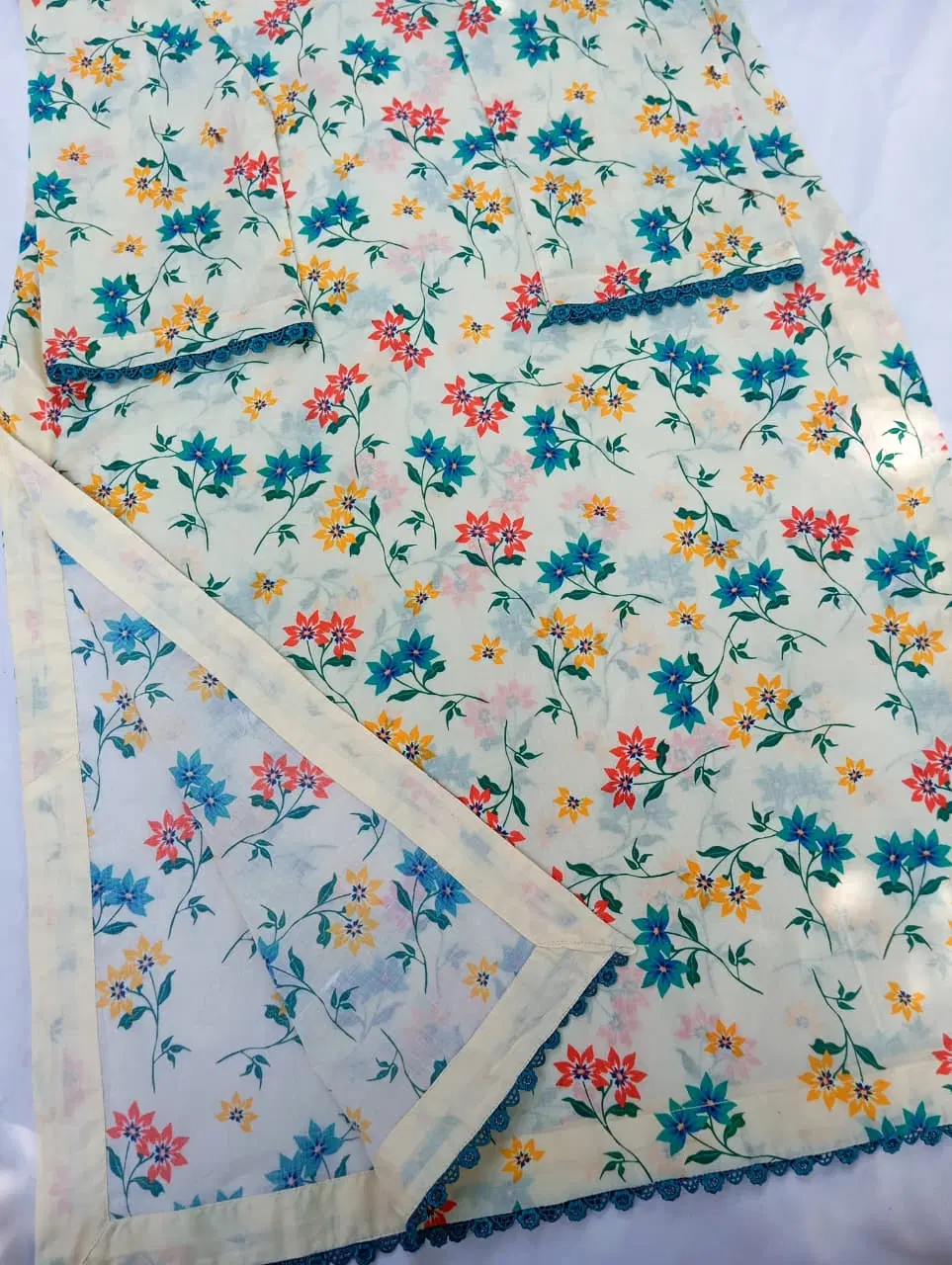 Multicolor Floral Print Lawn 2PC Ready to Wear Suit - Image 8