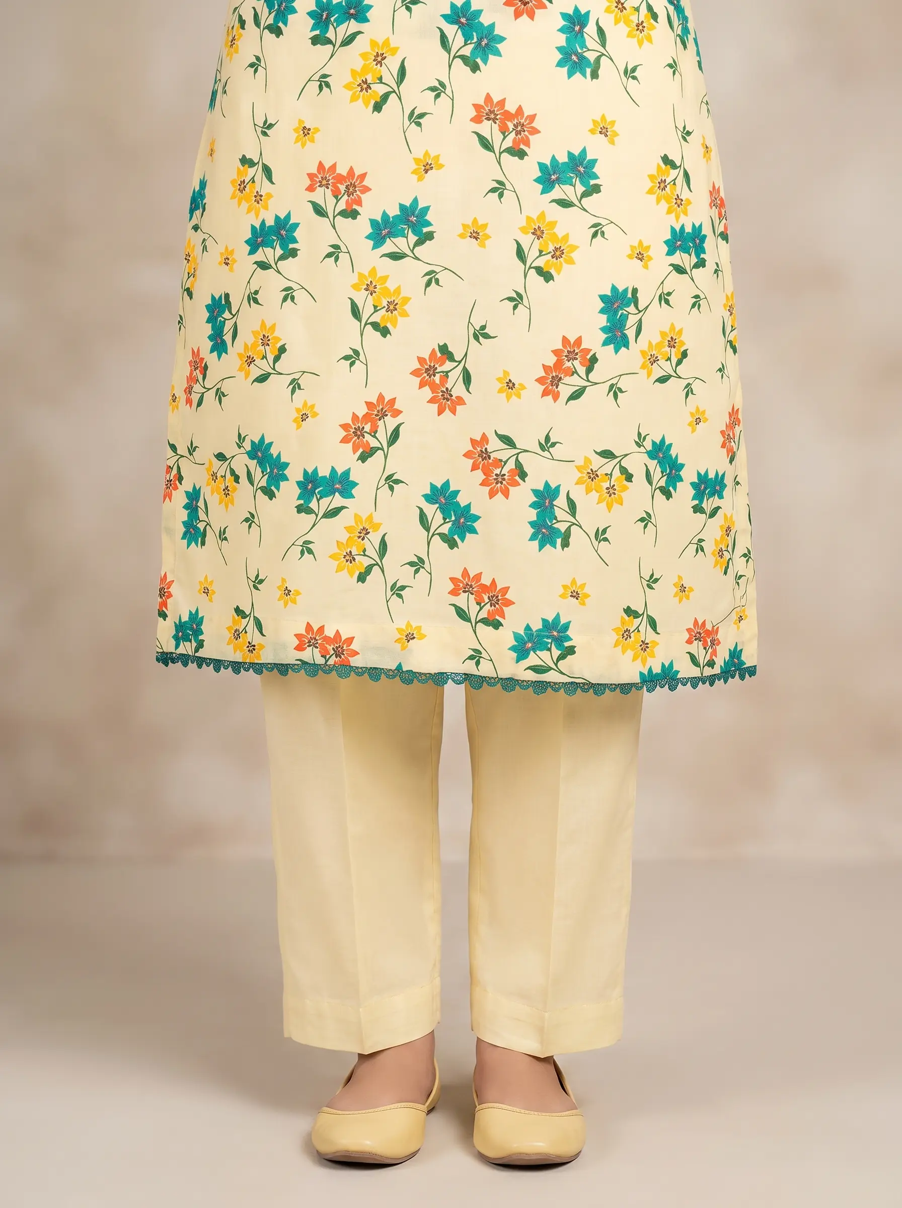 Multicolor Floral Print Lawn 2PC Ready to Wear Suit - Image 5
