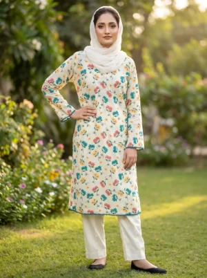 Multicolor Floral Print Lawn 2PC Ready to Wear Suit