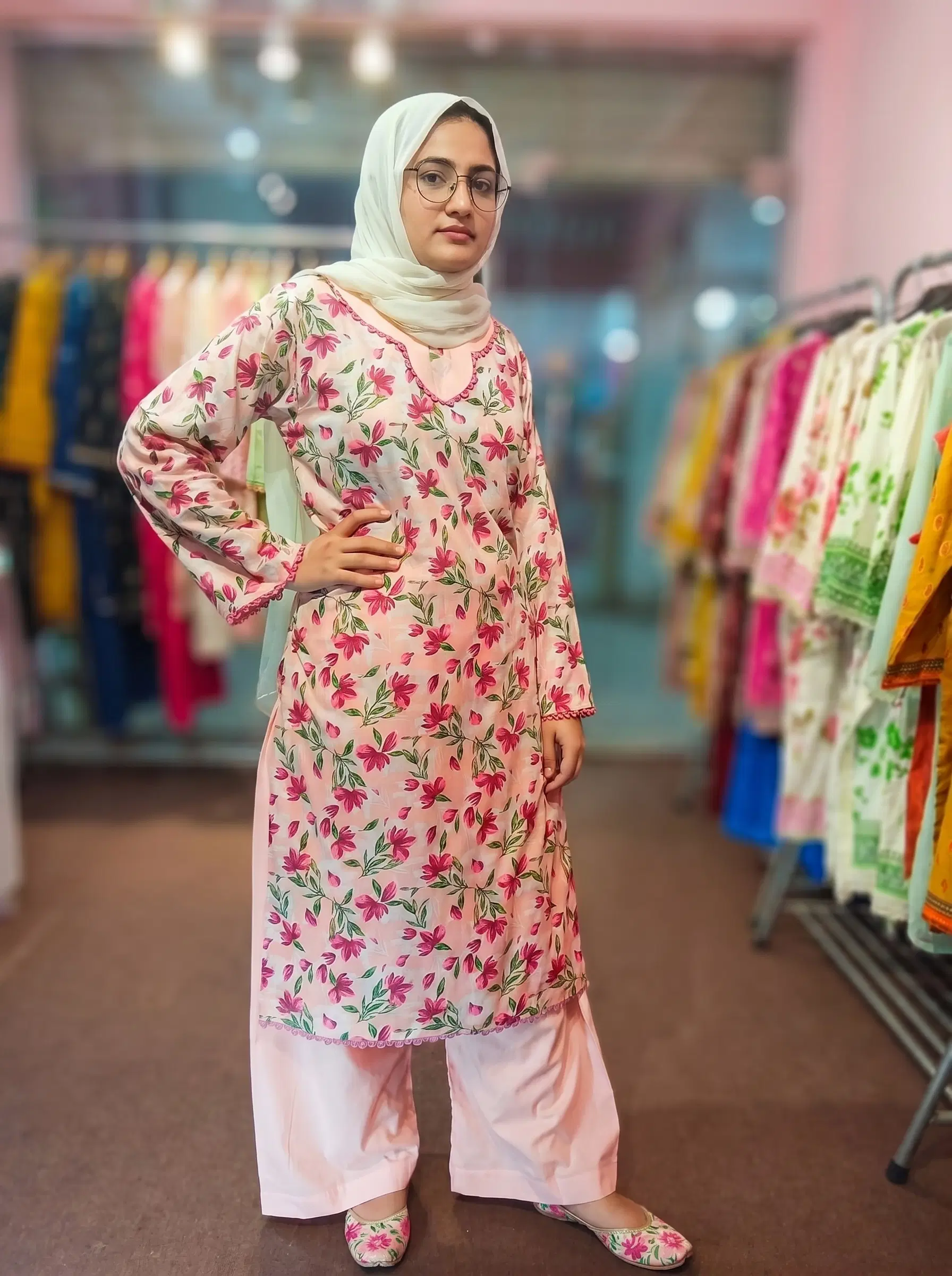 Peach Lawn 2PC Ready to Wear Suit