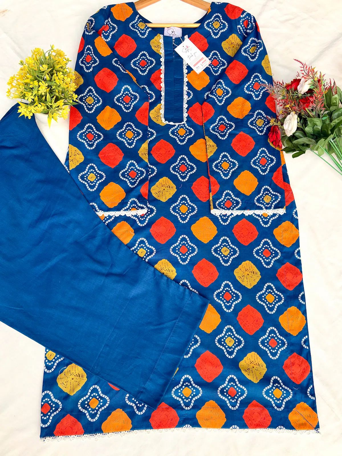 Blue Chunri Print Stitched 2Pc Lawn Suit - Image 4
