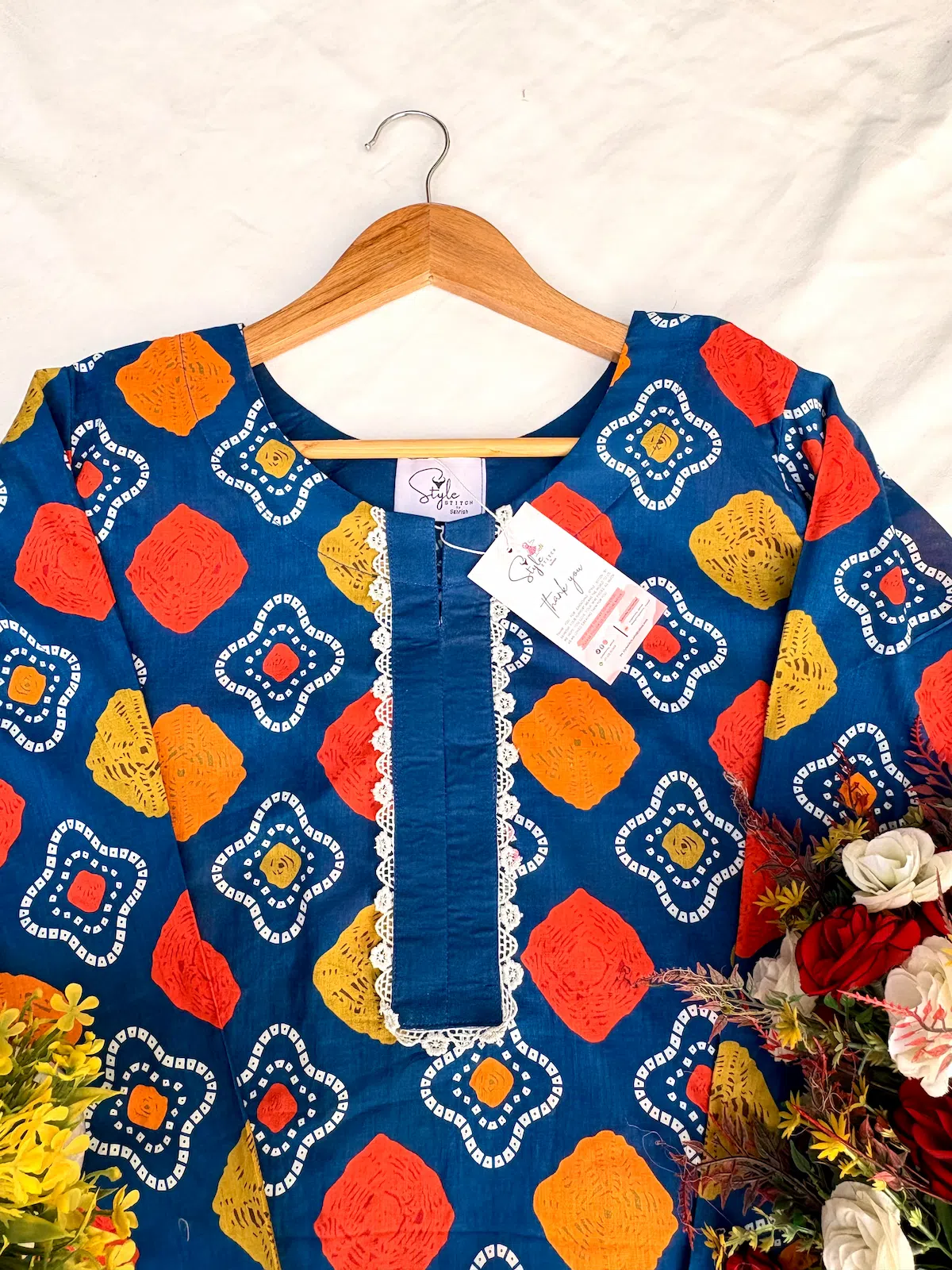 Blue Chunri Print Stitched 2Pc Lawn Suit - Image 8