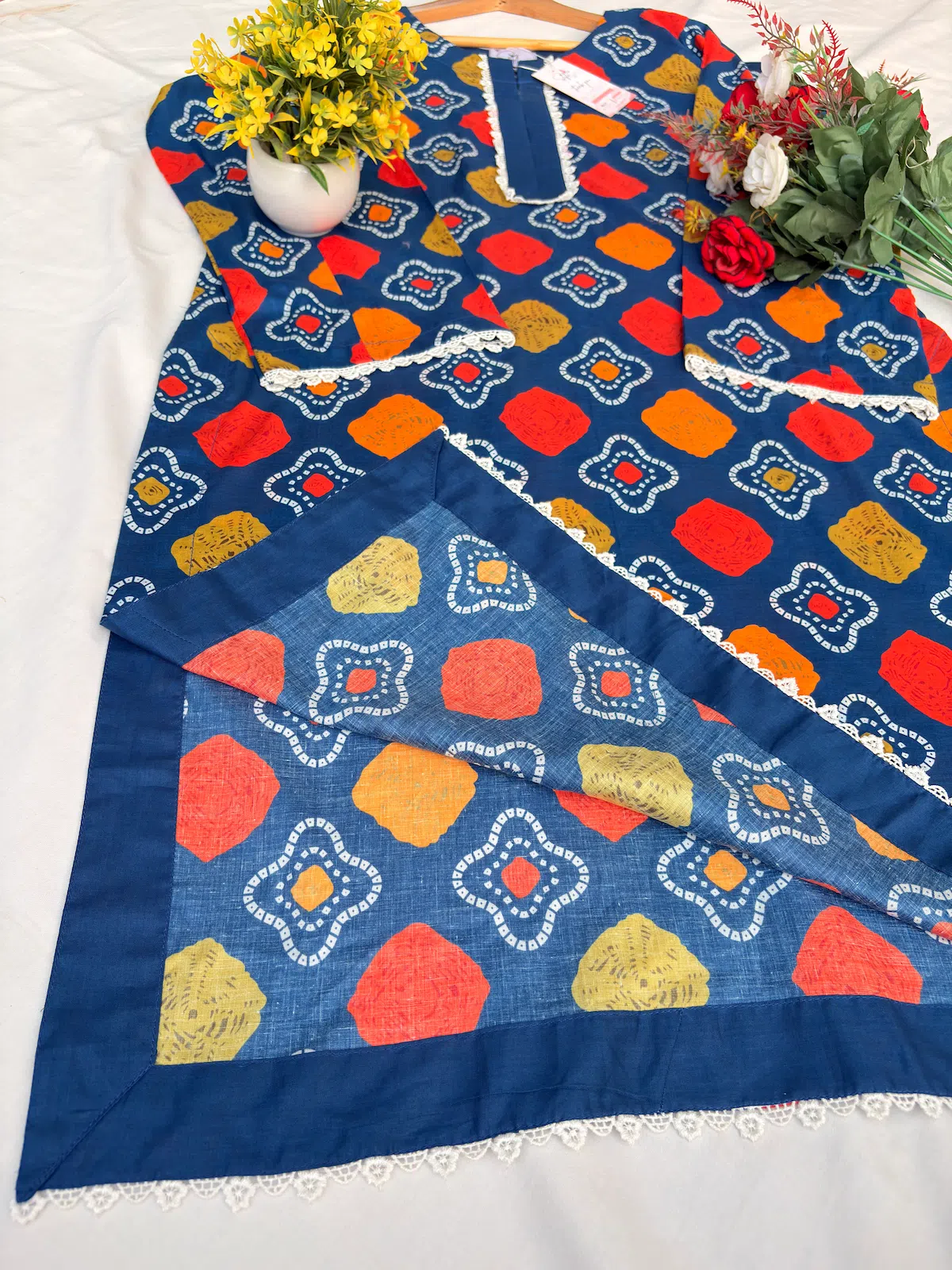 Blue Chunri Print Stitched 2Pc Lawn Suit - Image 6